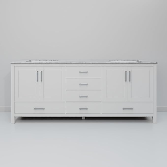 Big Sur 72 in. W x 22 in. D White Double Bath Vanity and Carrara Marble Top