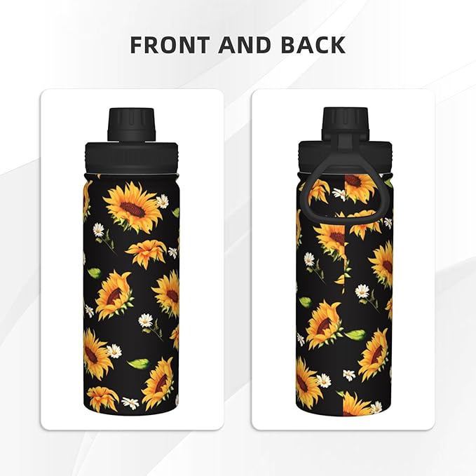 Cerburny Water Bottle Sunflower 18 oz Stainless Steel Insulated Bottles With Lid Wide Mouth Gym Sports Water Jug For Women Mom Mother