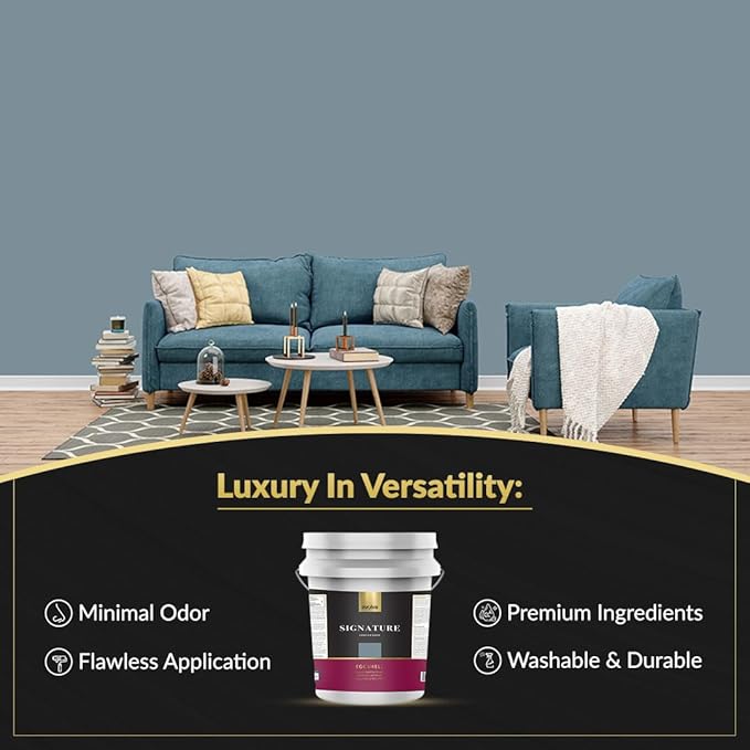 EVOLVE Signature Paint & Primer: Luxury Paint & Primer for Indoor & Outdoor Surfaces, Minimal Odor, Eggshell Sheen (Chalk Blue, 5 Gallon)
