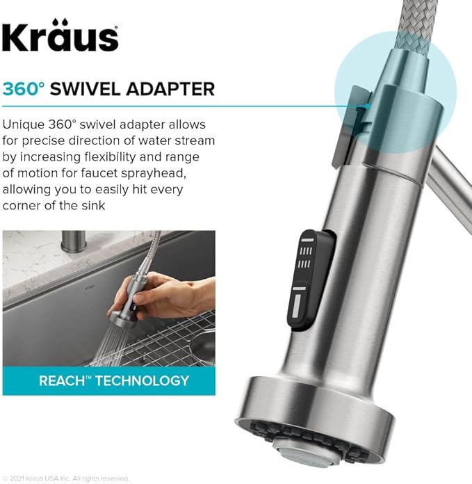 KRAUS Bolden 2-in-1 Commercial Style Pull-Down Single Handle Water Filter Kitchen Faucet for Reverse Osmosis or Water Filtration System in Spot Free Stainless Steel, KFF-1610SFS