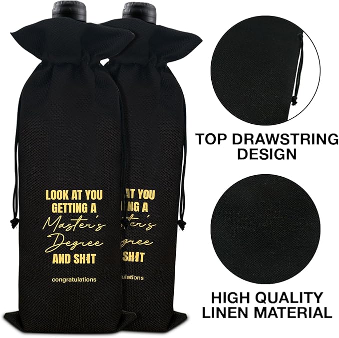 Graduation Wine Bag Funny Masters Degree Wine Gift Bag Graduation Gifts for Masters Graduates University College Grad
