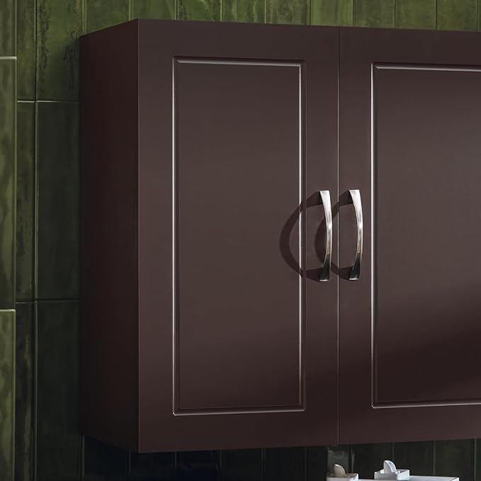 SoBuy Wall Cabinet Laundry Room, Medicine Cabinet for Bathroom Kitchen Garage,Floating Cabinet Hanging Storage with Adjustable Shelf, Brown FRG231-BR