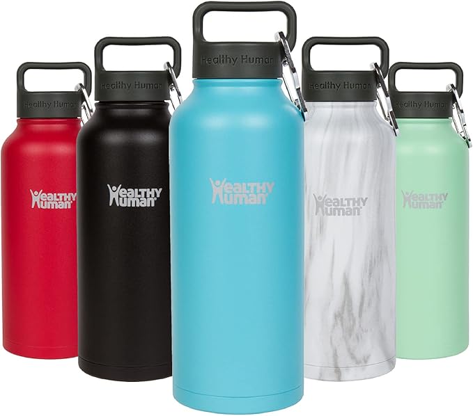Healthy Human Stainless Steel Water Bottle | Double Walled Vacuum Insulated Water Thermos for Adults | Eco-Friendly Travel Bottles with Leak Proof Lid (Glacier, 32 oz/ 946 ML)