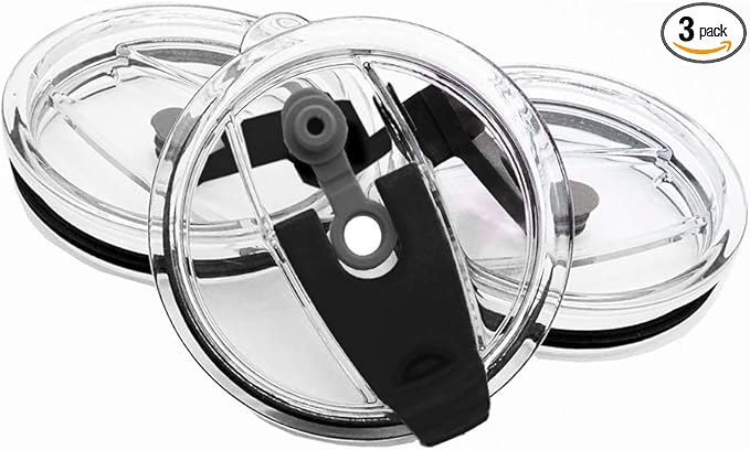 3 Packs Lids for 20oz Tumblers, CNYMANY Spill-proof Splash Resistant Straw-friendly Cover for Old Style Rtic, Ozark Trail 20 oz. Cups - Black