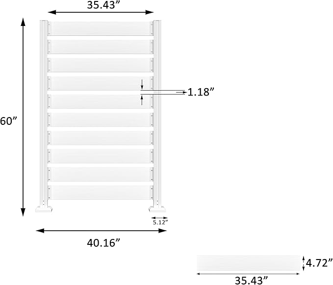 40” W x 60” H Wood Air Conditioner Fence for Hard Ground & Soft Ground, Single Outdoor Garden Fence, Privacy Screen Panel with Aluminum Stakes, Trash Can Pool Equipment Enclosure, White