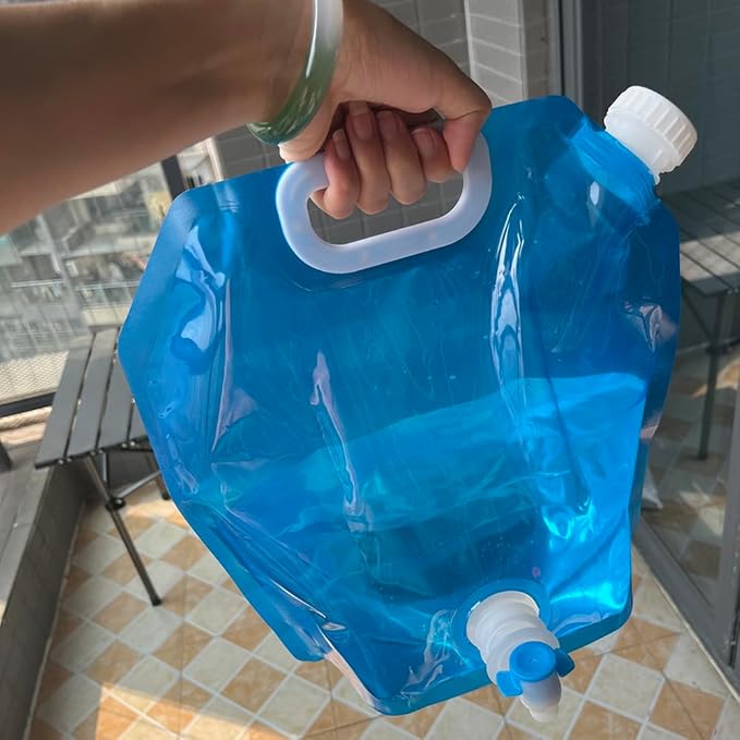 PIVHWIR 2 PCS Collapsible Water Container with Spigot, BPA Free 5L Camping Water Storage Carrier Jug, Collapsible Water Cube for Outdoors Hiking Camping Riding