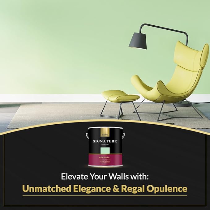 EVOLVE Signature Paint & Primer: Luxury Paint & Primer for Indoor & Outdoor Surfaces, Minimal Odor, Eggshell Sheen (Glass Green, 1 Gallon)