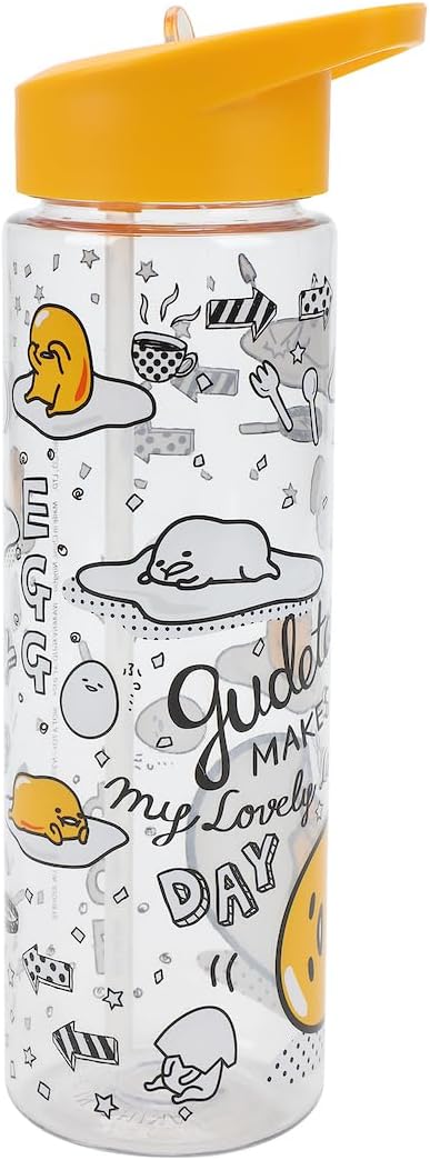 Gudetama Lazy Egg Skillets & Arrows AOP 24 Oz Single Wall Plastic Water Bottle