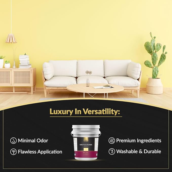 EVOLVE Signature Paint & Primer: Luxury Paint & Primer for Indoor & Outdoor Surfaces, Minimal Odor, Eggshell Sheen (Sunshine Yellow, 5 Gallon)