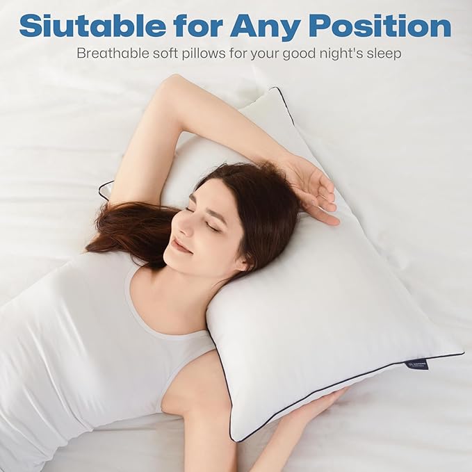 GOHOME Pillows Standard Size Set of 4 - Bed Pillows for Sleeping 4 Pack, Cooling Supportive Hotel Pillows with Premium Soft Down Alternative Fill for Side Stomach and Back Sleepers