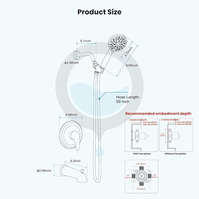 gotonovo Bathroom Shower Head Kit High Pressure Combo System Shower Faucet 6 Modes ABS Handheld Spray Shower Trim Kit Valve Included Shower Head and Handle Set Oil Rubbed Bronze