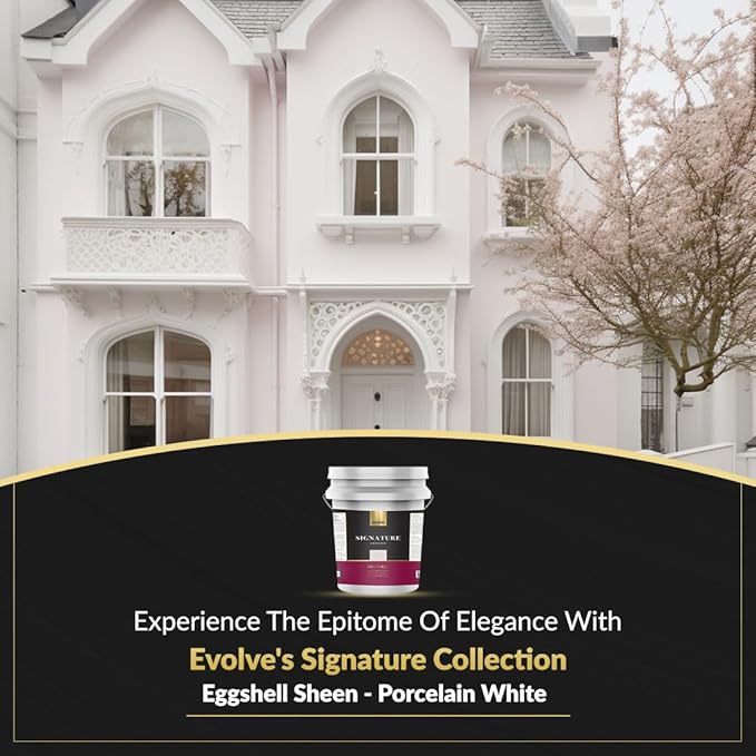 EVOLVE Signature Paint & Primer: Luxury Paint & Primer for Indoor & Outdoor Surfaces, Minimal Odor, Eggshell Sheen (Porcelain White, 5 Gallon)