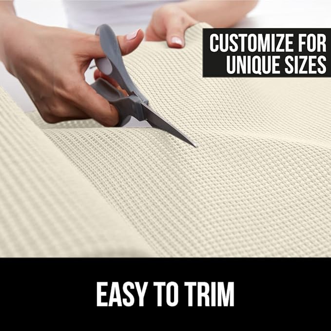 Gorilla Grip powerGRIP Drawer Shelf and Cabinet Liner, Thick Strong Hold, Non-Adhesive Liners Protect Kitchen Cabinets and Cupboard, Bathroom Drawers, Easy Install, Breathable Mat, 20" x30', Cream