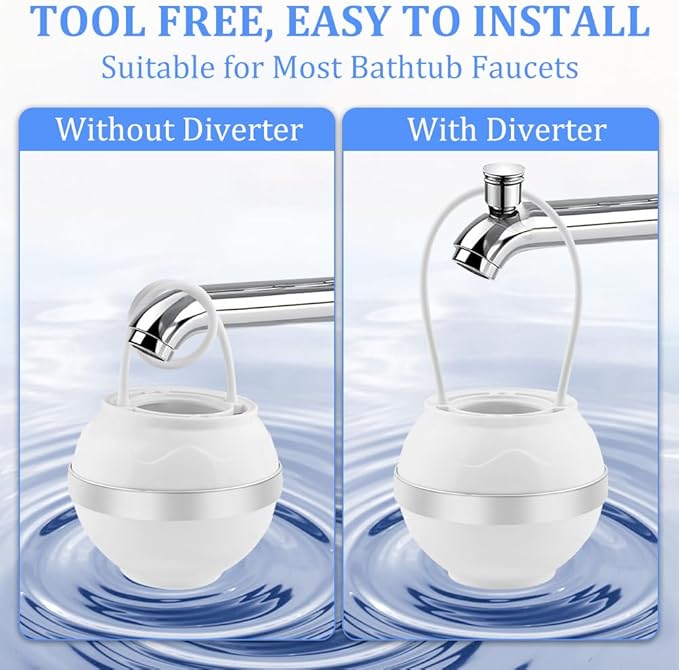 Bath Ball Filter, 8 Stages Bath Water Filter for Tub Faucet, Removes Hundreds of Contaminants for Softer and Healthier Skin(COLOR:white)