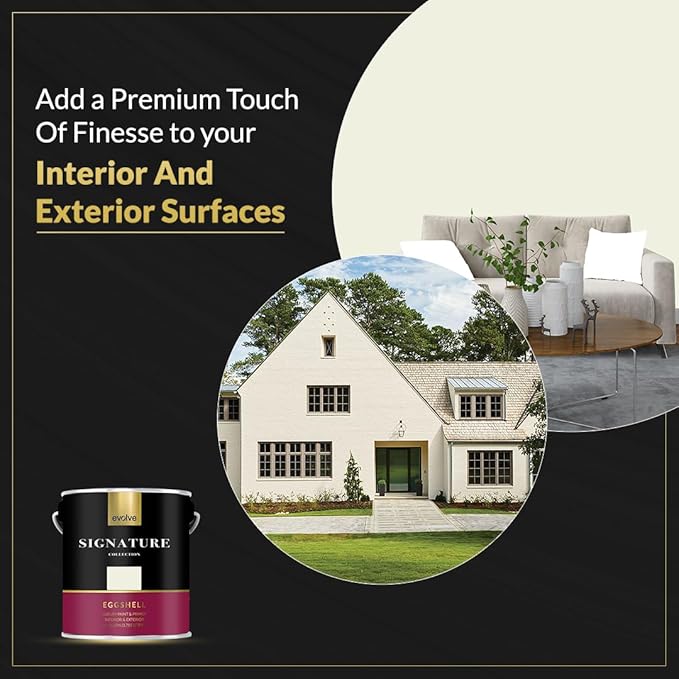 EVOLVE Signature Paint & Primer: Luxury Paint & Primer for Indoor & Outdoor Surfaces, Minimal Odor, Eggshell Sheen (Sailcloth White, 1 Gallon)