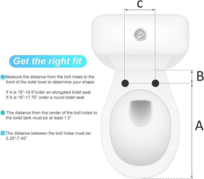 Bidet Toilet Seat for Elongated Toilet, Dual Nozzle Self-Cleaning PP Bidet Attachment, Non-Electric Feminine Hygiene Toilet Seat Cover for Women, Easy Install, White, 19 Inch