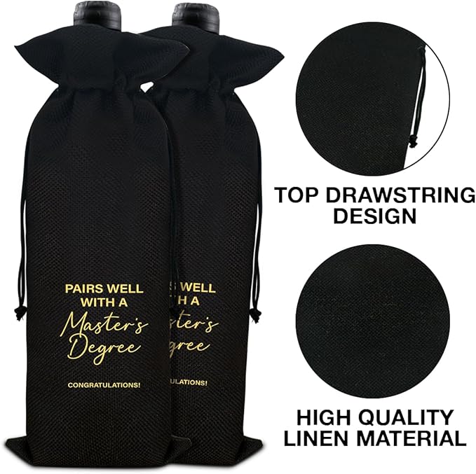 Graduation Wine Bag Masters Degree Wine Gift Bag Graduation Gift for Him Her Graduates College Grad