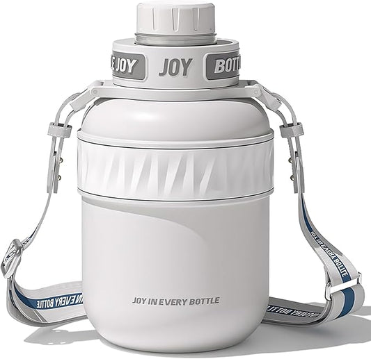 Stainless-Steel Water Bottle: Leakproof Lid, Perfect Sip, Double Insulated, Eco-Friendly, Dishwasher Safe & Stylish Strap (Beluga Whale, 32 oz)