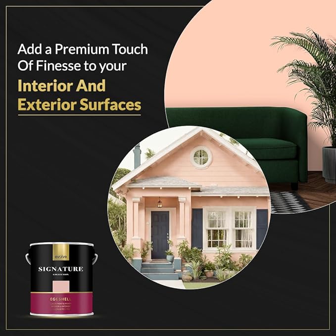 EVOLVE Signature Paint & Primer: Luxury Paint & Primer for Indoor & Outdoor Surfaces, Minimal Odor, Eggshell Sheen (Exotic Peach, 1 Gallon)