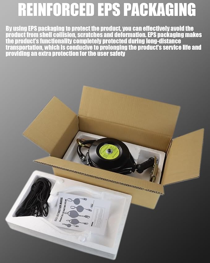 [Internal Shock Absorber] Self Retracting Lifeline Shemior 50FT SRL, Retractable Safety Lanyard, No Tangle+Aviation Grade Galvanized Steel Cable, Fall Arrest Roofing Gear, ANSI Compliant