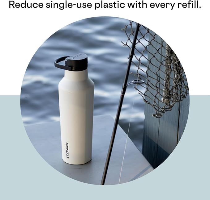 Corkcicle Insulated Canteen Travel Water Bottle, Triple Insulated Stainless Steel, Easy Grip Quick Sip Cap, Keeps Beverages Cold for 25 Hours or Warm for 12 Hours, 32oz, Powder Blue