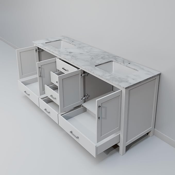 Big Sur 72 in. W x 22 in. D White Double Bath Vanity and Carrara Marble Top