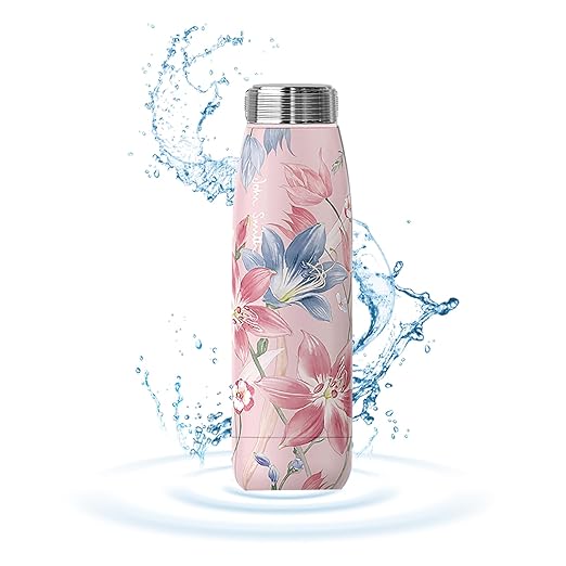 JOHNSMITH Hydrogen Water Bottle, Alkaline Water Bottle 15oz, Creates High pH Premium Water, Portable Insulated Stainless Steel Bottle Alpine Ore Filter Water Bottle for Sports, Outdoor, Office, Pink
