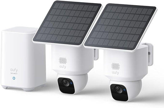 eufy Security SoloCam E30, 2-Cam Pack Kit, Security Cameras Wireless Outdoor, Solar Camera Outdoor Wireless, 360° Pan, AI Tracking, 2K Clarity, No Monthly Fee