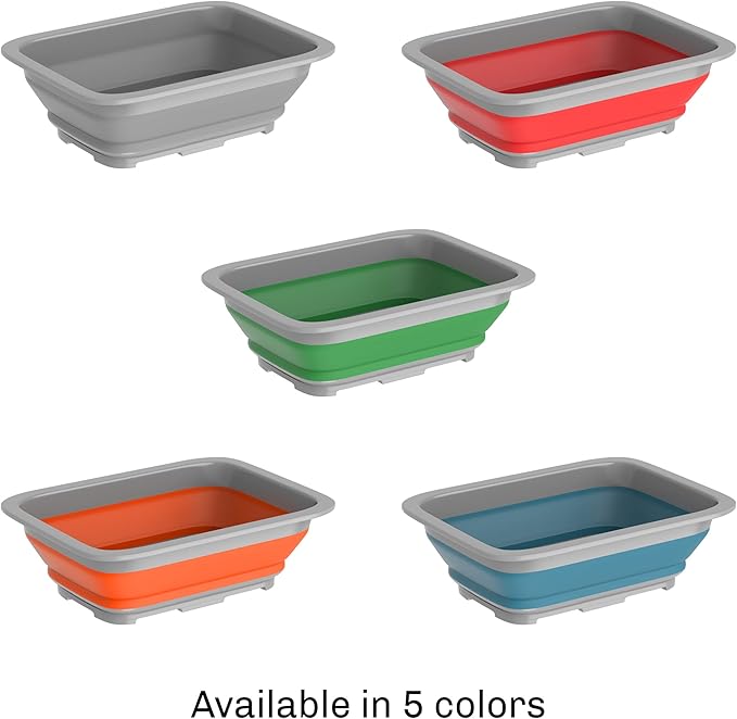 Collapsible Ice Bucket - 10-Liter Portable Outdoor Multi-Use Basin, Dish Tub, and Storage Basket for Camping and Tailgating by Wakeman (Orange)