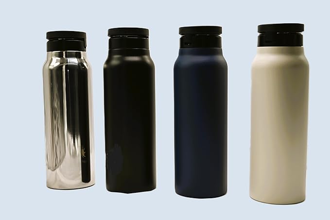 Magnetic Ring Top Insulated Stainless Steel Water Bottle with Phone Holder, 360° Rotation, Portrait/Landscape Modes,(White), TC0023