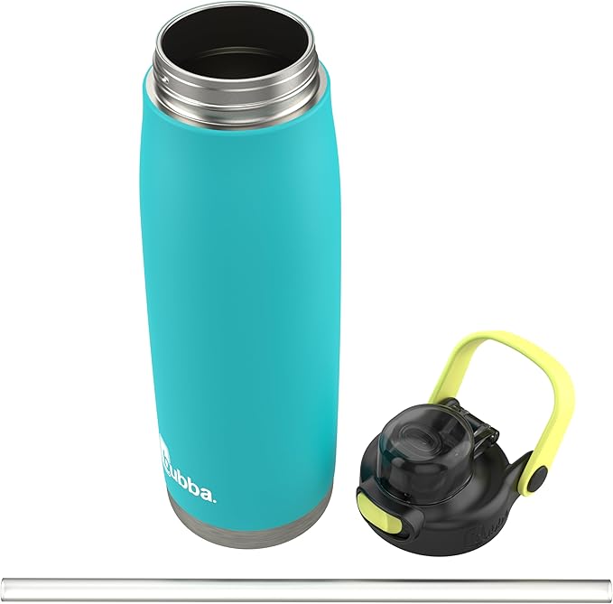 Bubba Radiant Stainless-Steel Pop-Up Straw, 24oz Water Bottle, Medium, Rubberized Scuba