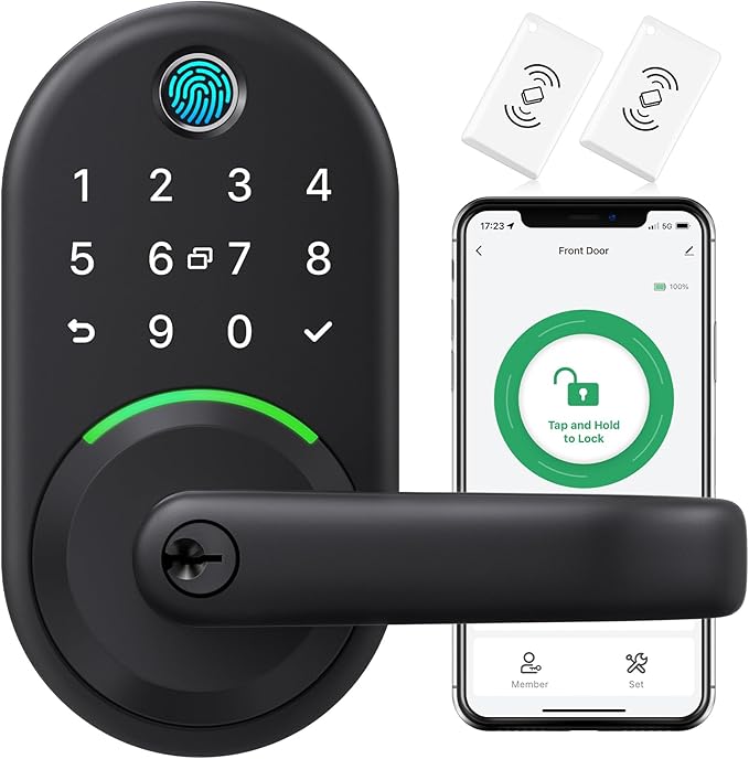 Smart Door Handle Lock with Keypad: Yamiry Fingerprint Smart Knob - Keyless Entry Digital Lock for Front Door - Deadbolt with APP - Generate Passcode Remotely - DIY Installation