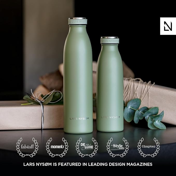 LARS NYSØM Stainless Steel Insulated Water Bottle 12oz 17oz 25oz 34oz 51oz | BPA-free Insulated Thermo Flask for Hot and Cold Beverages | Leakproof Drinking Bottle (Pumpkin Orange, 34oz)