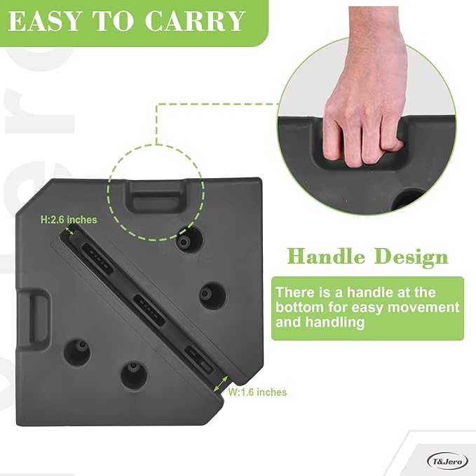 T&Jero 4 Piece Heavy Duty Plastic Base Stand Weight for Patio Outdoor Cantilever Offset Umbrella, 350 lb with Water and Sand Filled, Black