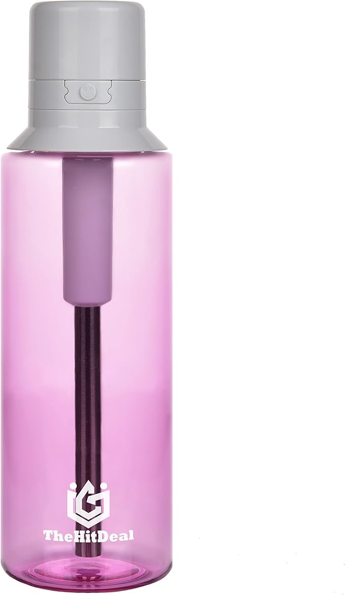 Water Filter Bottle with Straw & Cap for Athletes Fitness Kids Workers Cowboys to use on Gym Offices - Transparent 24 Oz/700 ml - Tritan (Blue) (Purple)
