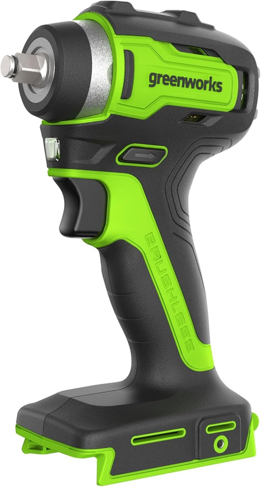 Greenworks 24V Brushless 3/8" Cordless Impact Wrench, 150-ft lbs. 2,400 RPM, Tool Only
