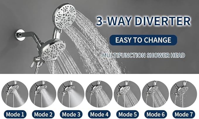 3 Handle Shower Faucet Set with Tub Spout Bathtub Shower Faucet Combo Set Shower System Complete Tub and Shower Trim Kit Chrome Polished Wall Mounted Shower Fixtures