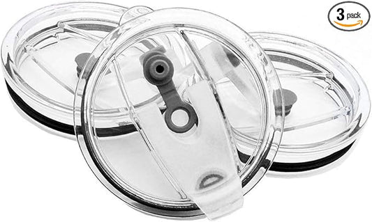 3 Packs Lids for 30oz Tumblers, Spill-proof Splash Resistant Straw-friendly Cover for Old Style Rtic, Ozark Trail 30 oz. Cups - Gray