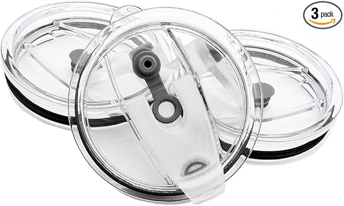 3 Packs Lids for 20oz Tumblers, CNYMANY Spill-proof Splash Resistant Straw-friendly Cover for Old Style Rtic, Ozark Trail 20 oz. Cups - Gray