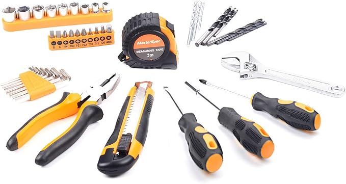 47Pcs 12V Cordless Drill Driver Set Household Hand Tool Kit w/ 2 Batteries