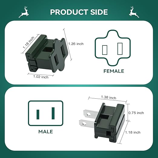 SPT-2 Vampire Plug Green Set Extension Cord End Replacement Plug Connector for Indoor Outdoor Christmas Light Strings and Small Household Appliances, UL Listed DIY Project 30 Pack