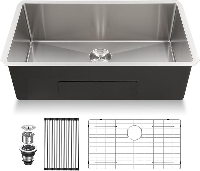 Lordear 36 inch Undermount Kitchen Sink 16 Gauge Large Stainless Steel Single Bowl Under Counter Kitchen Sinks Deep Basin 36x19x10 Inch Handmade