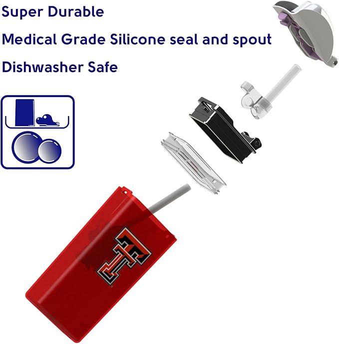 Reusable Water Bottle | Officially Licensed NCAA Sports Bottle | BPA Free | Dishwasher Safe | Red Raider | 12 oz Drink in the Box - Texas Tech