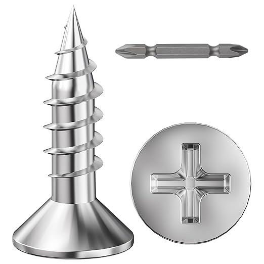 (500Pcs) #8x5/8 Wood Screw Quick Metal Self Tapping Flat Head 304 Stainless Steel