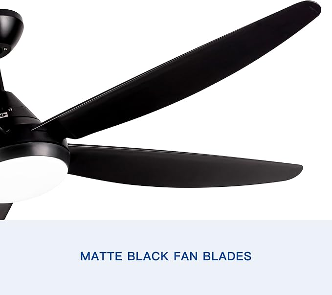 NicBex Ceiling Fan 56 Inch Modern Ceiling Fans with Integrated LED Light and Remote Control Double Finish Ceiling Fan with 5 ABS Blades for Living Room, Bedroom, Black