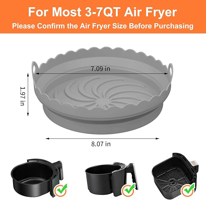 Air Fryer Silicone Liners for Ninja Air Fryer, Air Fryer Silicone Pot for Ninja AF101 Air Fryer and Ninja Air Fryer Pro 4-in-1 with 5 QT Capacity