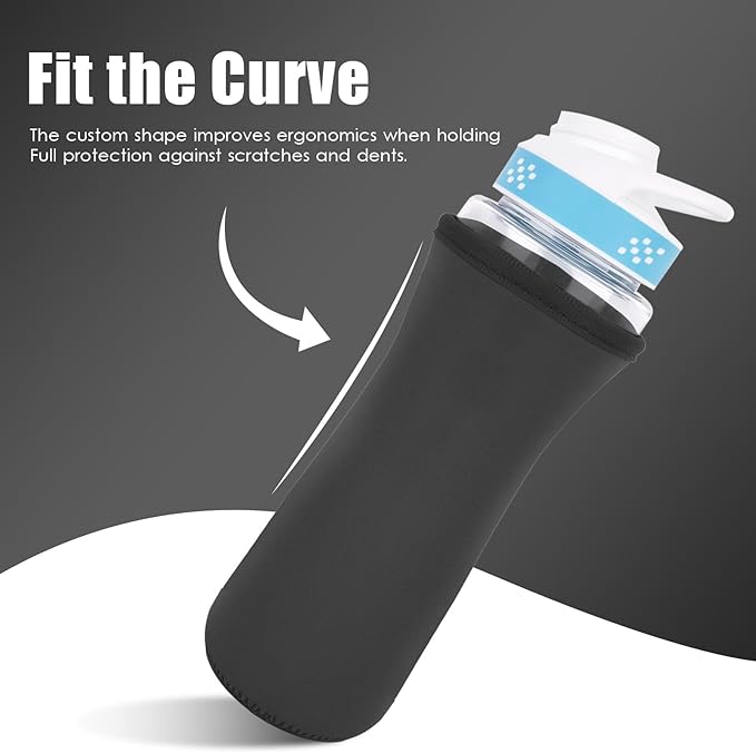 Sleeve for Cirkul Water Bottle with Cartridges Holder and Handle 22oz Water Bottle Holder for Cirkul Plastic and Stainless Steel Bottle Neoprene Sleeve for Cirkul Bottle (2 Pcs Black)
