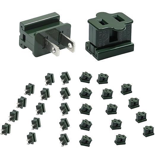 SPT-2 Vampire Plug Green Set Extension Cord End Replacement Plug Connector for Indoor Outdoor Christmas Light Strings and Small Household Appliances, UL Listed DIY Project 30 Pack