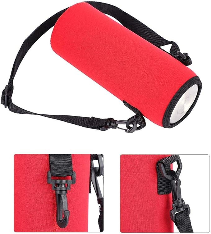 POCREATION Water Bottle Carrier,Insulated Neoprene Water Bottle Holder Bag Case Pouch Cover 1000ML, Shoulder Strap, Great for Stainless Steel and Plastic Bottles, Sport and Energy Drinks(red)