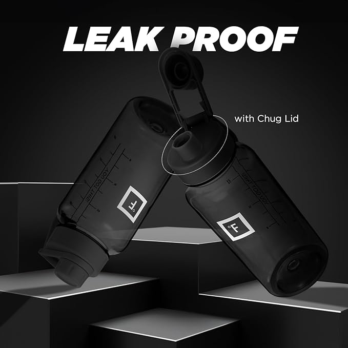 IRON °FLASK Clear Tritan Trekker Water Bottle with Chug Lid - Leak Proof & Lightweight for Gym, Hiking, Sports - Dishwasher Safe, BPA Free Plastic - Black, 32 Oz